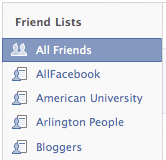 my facebook friends list only me