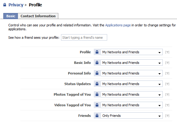 facebook privacy page